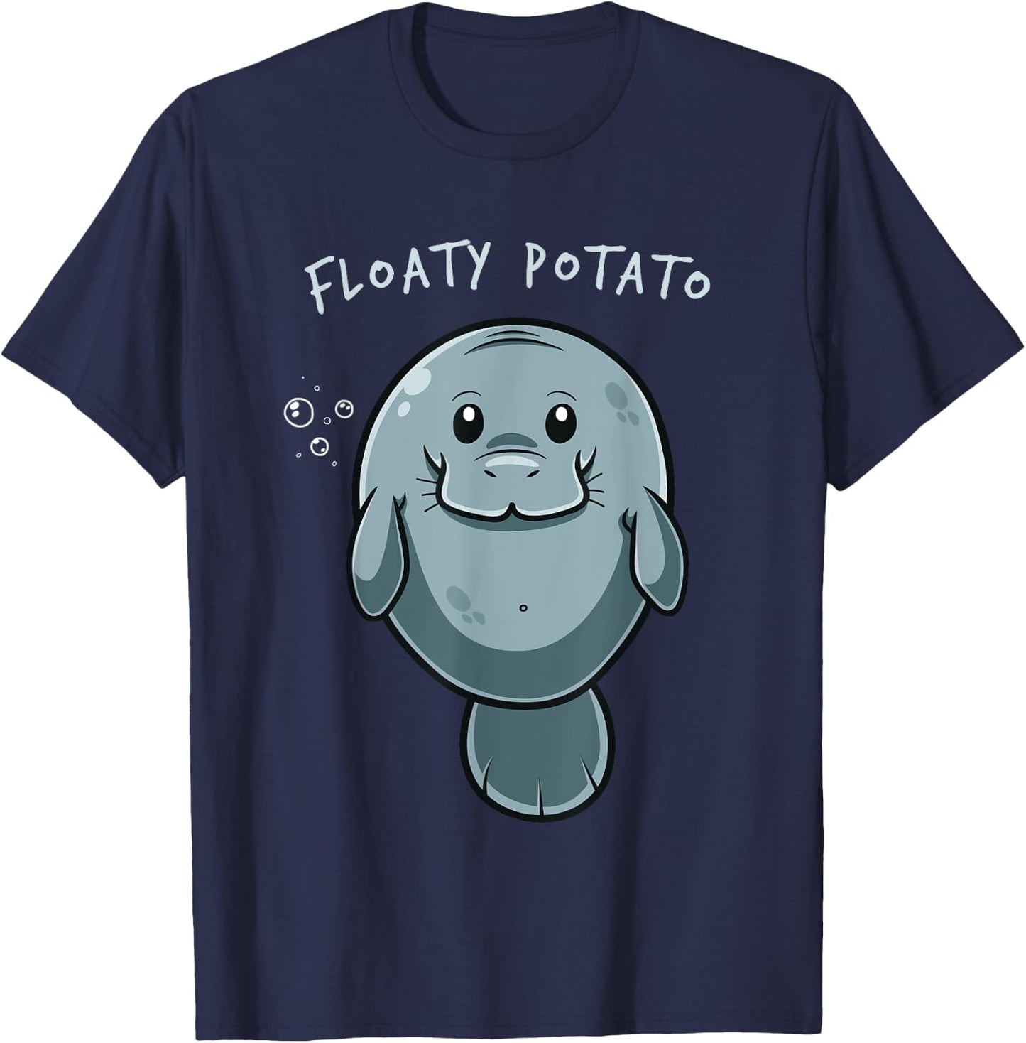 Floaty Potato Funny Manatee Sea Animal Manatees Potatoes T-Shirt - T-Shirt | Navy