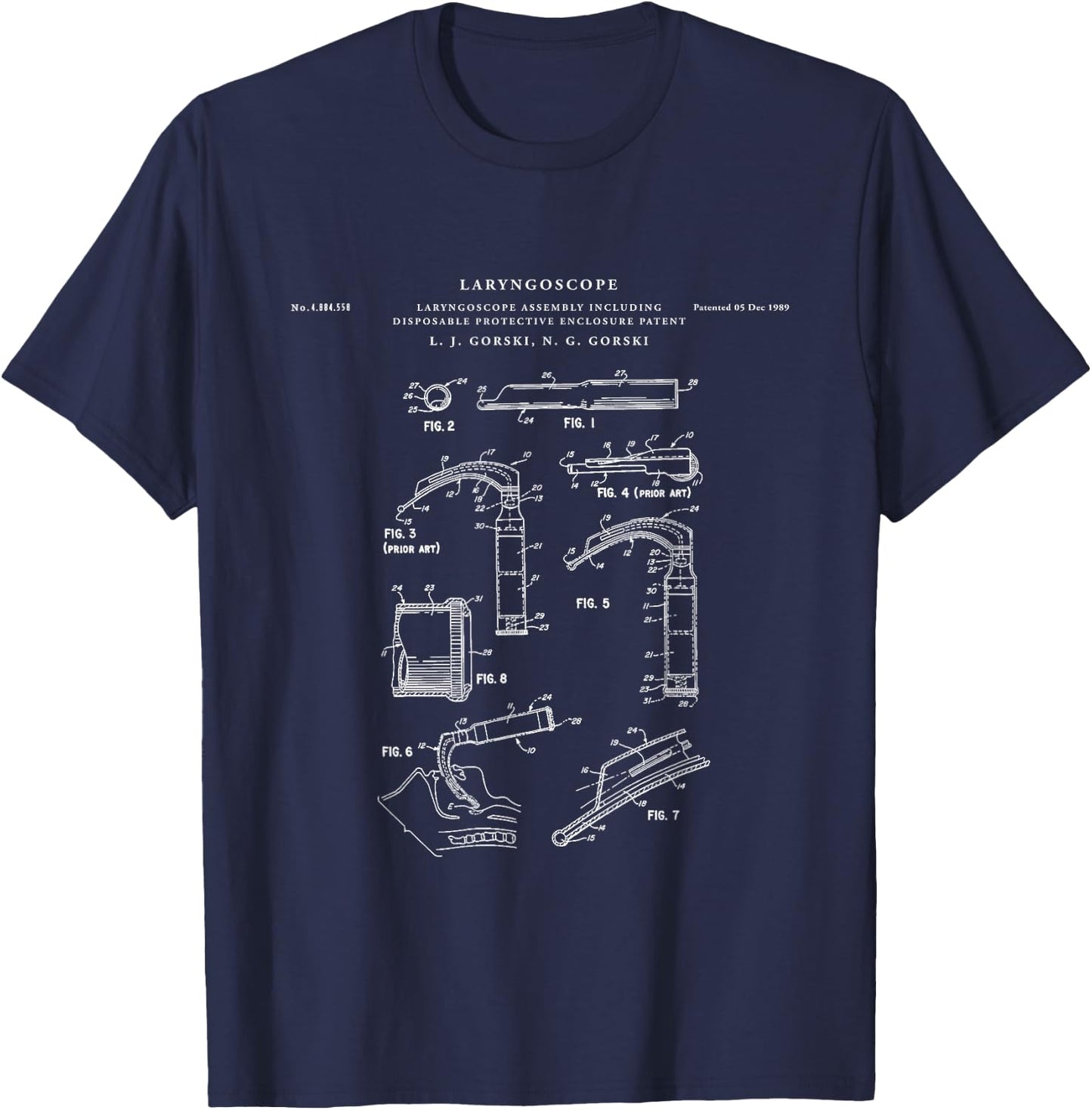 Laryngoscope Patent - laryngoscope T-Shirt - T-Shirt | Navy