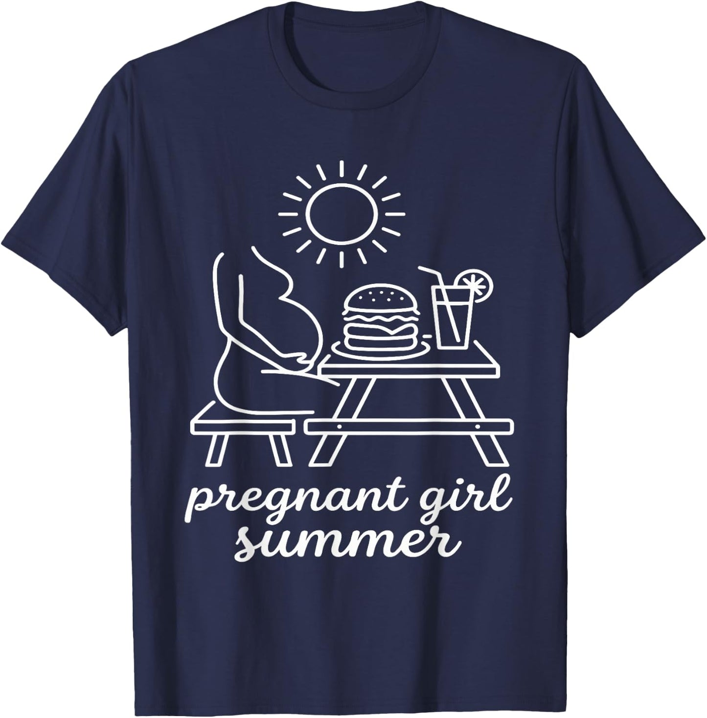 Pregnant Girl Summer - Pregnancy Announcement T-Shirt - T-Shirt | Navy