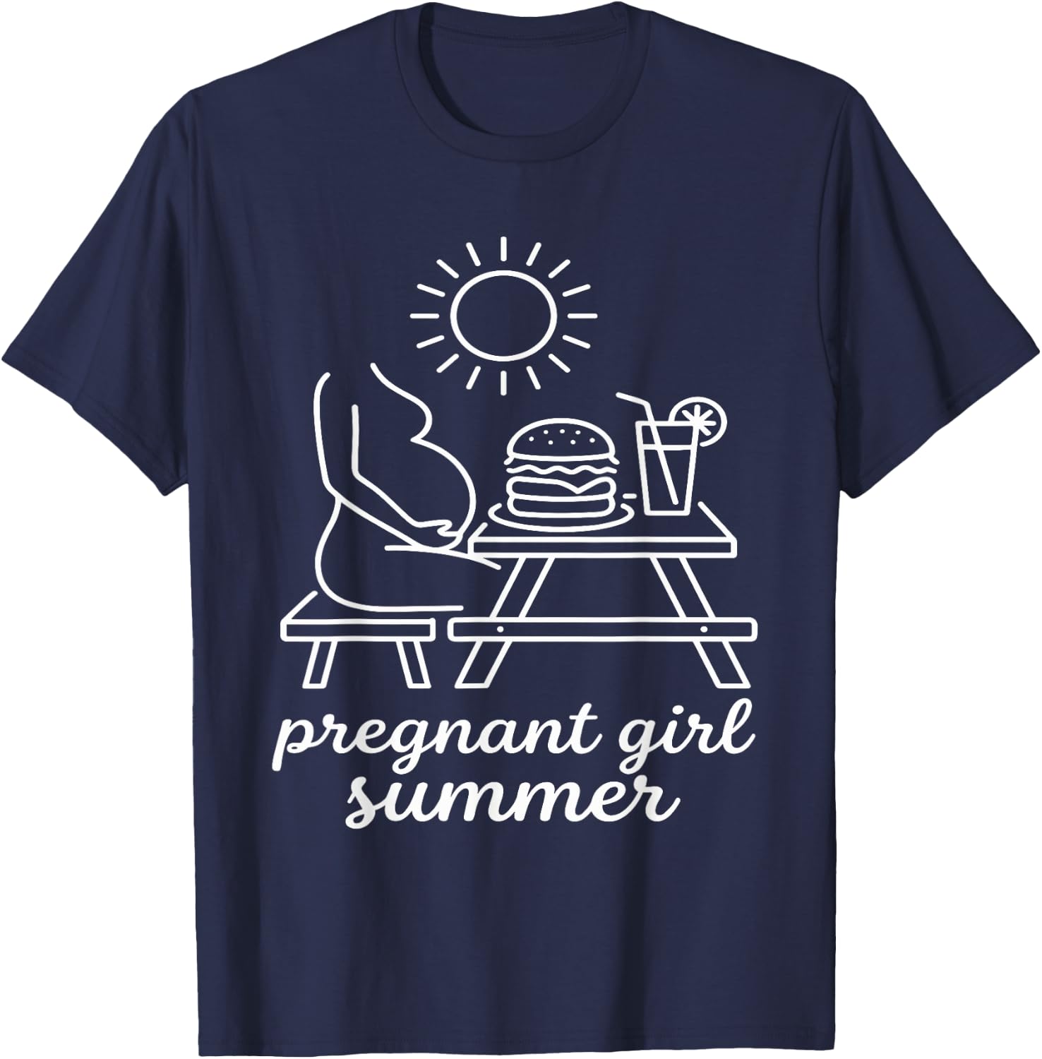 Pregnant Girl Summer - Pregnancy Announcement T-Shirt - T-Shirt | Navy
