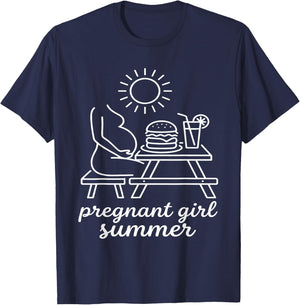 Pregnant Girl Summer - Pregnancy Announcement T-Shirt - T-Shirt | Navy