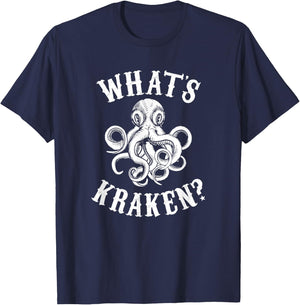 What's Kraken? Amazing Octopus graphic T-Shirt - T-Shirt | Navy