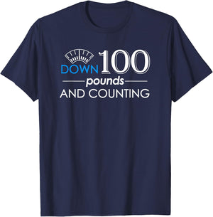 Down 100 POUNDS Weight Loss T-Shirt - T-Shirt | Navy