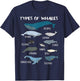 Types Of Whales Cute Ocean Mammals Guide T Shirt T-Shirt - T-Shirt | Navy