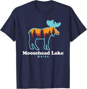 Moosehead Lake Maine - Moose Moosehead Lake T-Shirt - T-Shirt | Navy