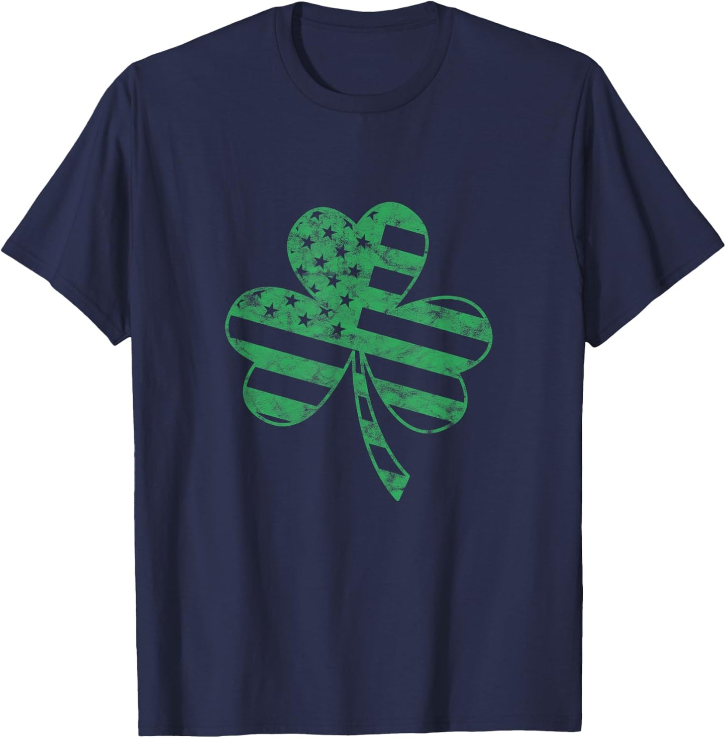 Irish American Flag Vintage Shamrock St Patricks Day T-Shirt - T-Shirt | Navy