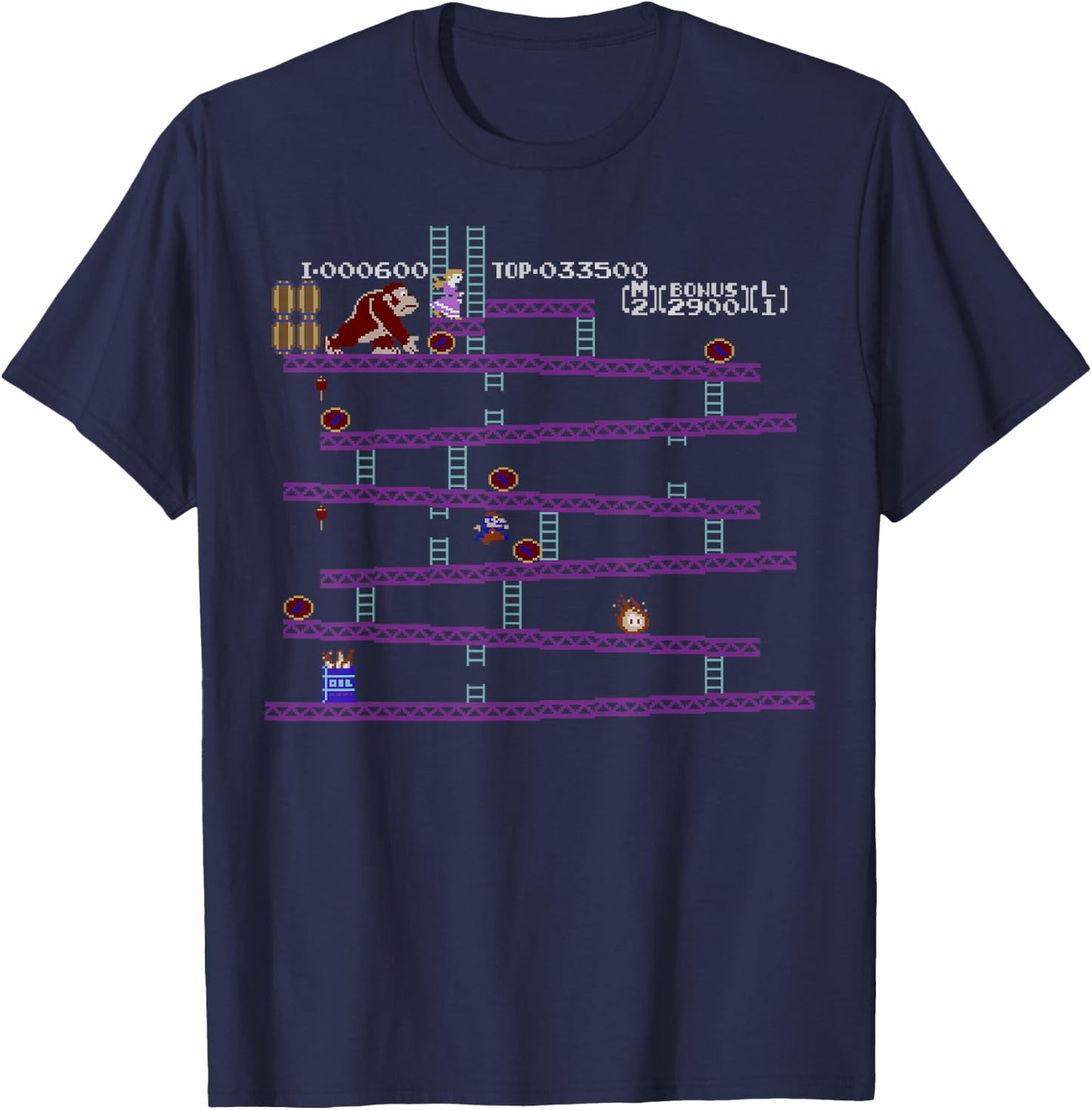 Donkey Kong Retro Arcade Game Screen T-Shirt - T-Shirt | Navy