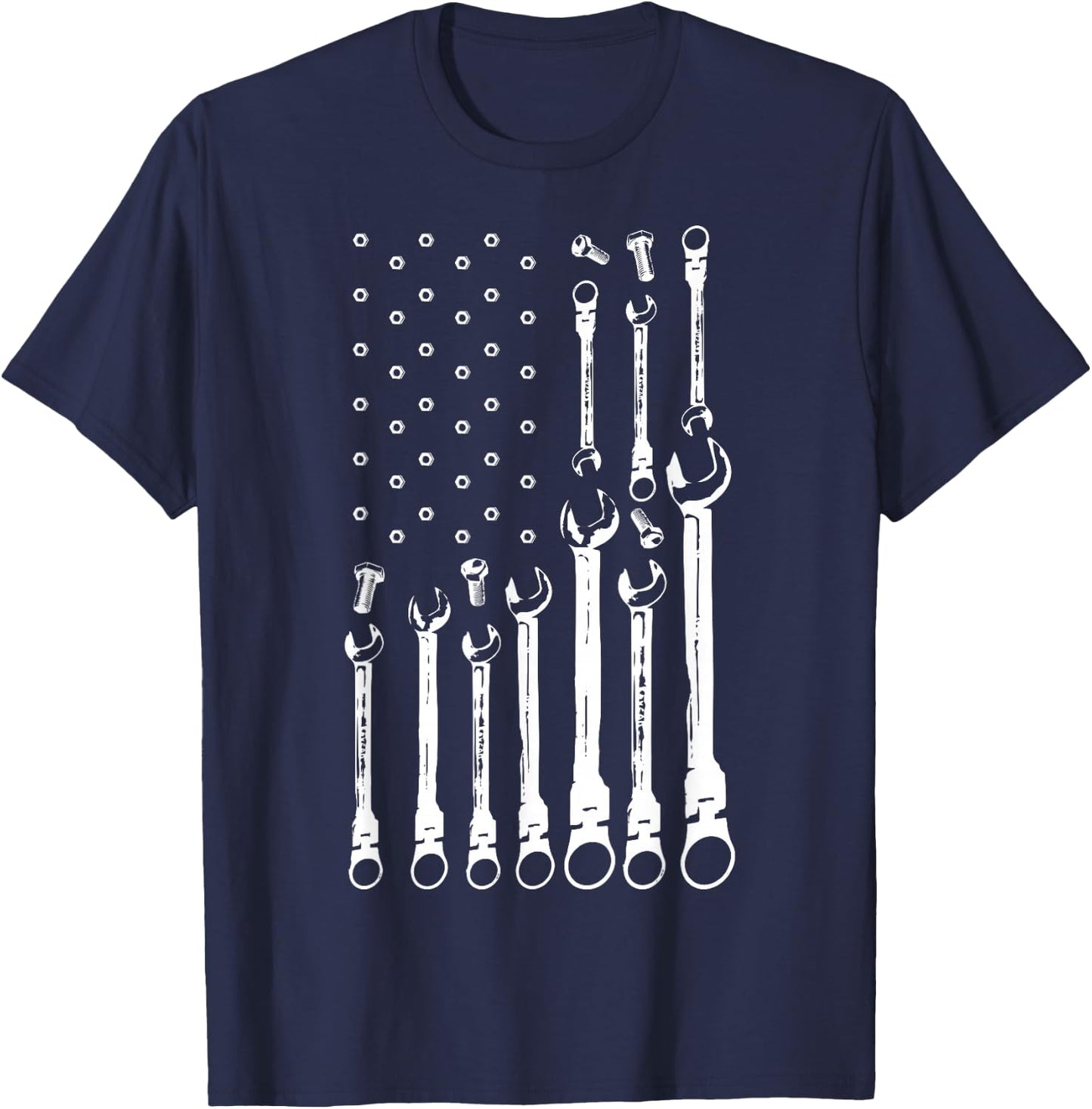 Mechanic Flag American Patriotic Flag Car Mechanic USA Flag T-Shirt - T-Shirt | Navy
