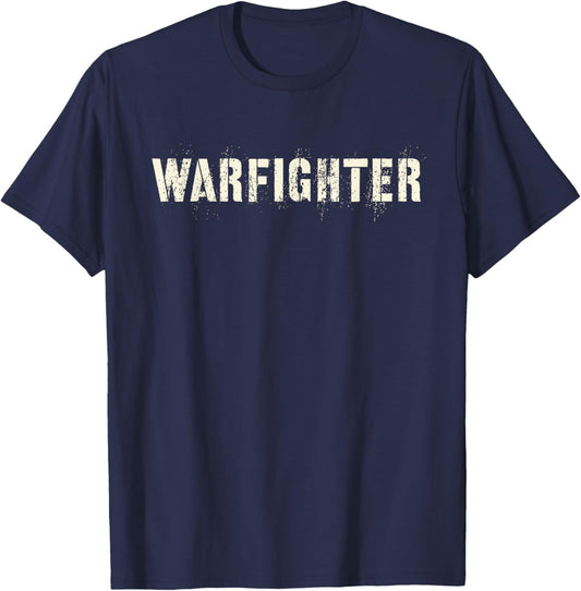 Vintage WARFIGHTER Tango Proud Veterans Military Lifer Grunt T-Shirt - T-Shirt | Navy