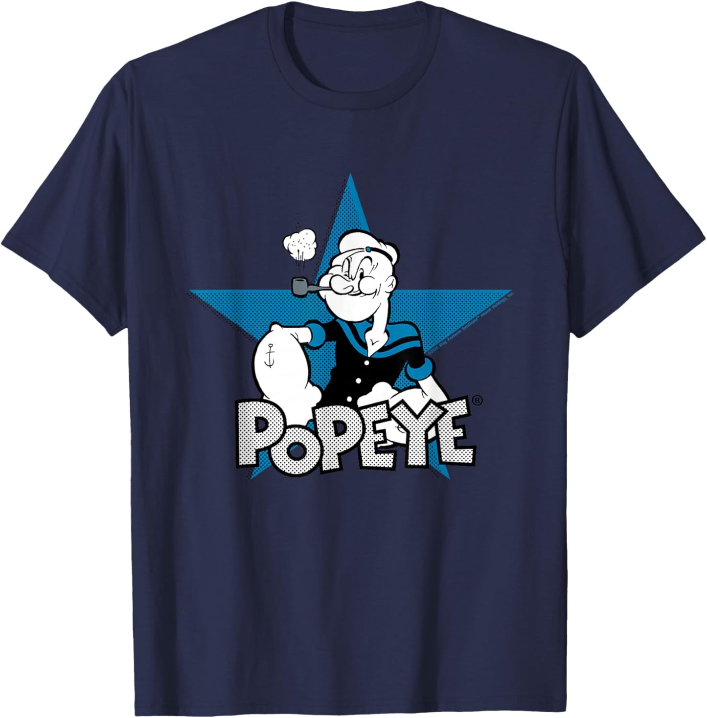 Popeye The Sailor Man Pop Art Star Retro Comic T-Shirt - T-Shirt | Navy