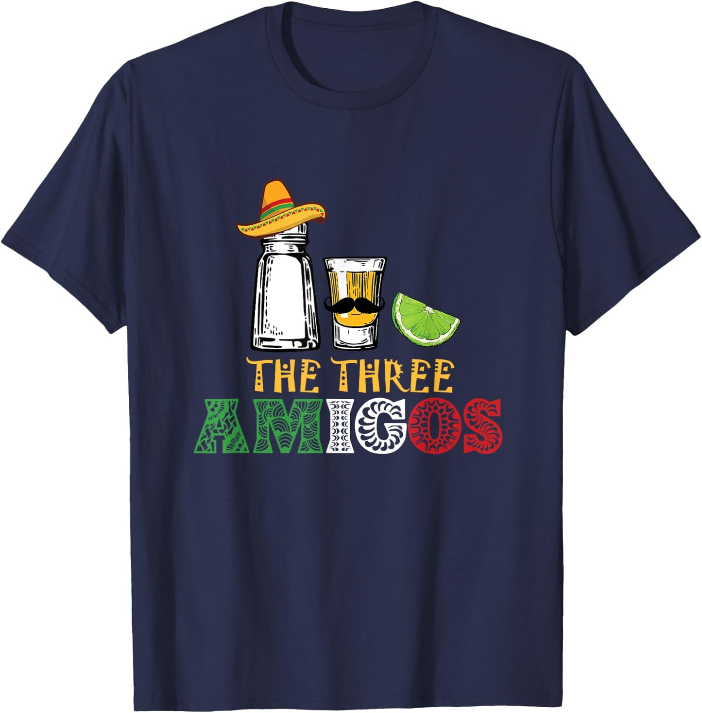 The 3 Three Amigos - salt, tequila & lime T-Shirt - T-Shirt | Navy