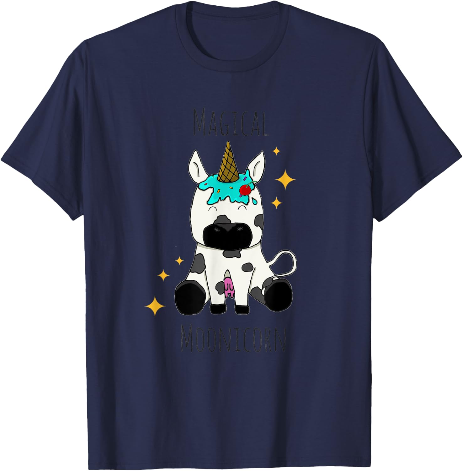 Funny Cow Magical Moonicorn for kids and adults T-Shirt - T-Shirt | Navy