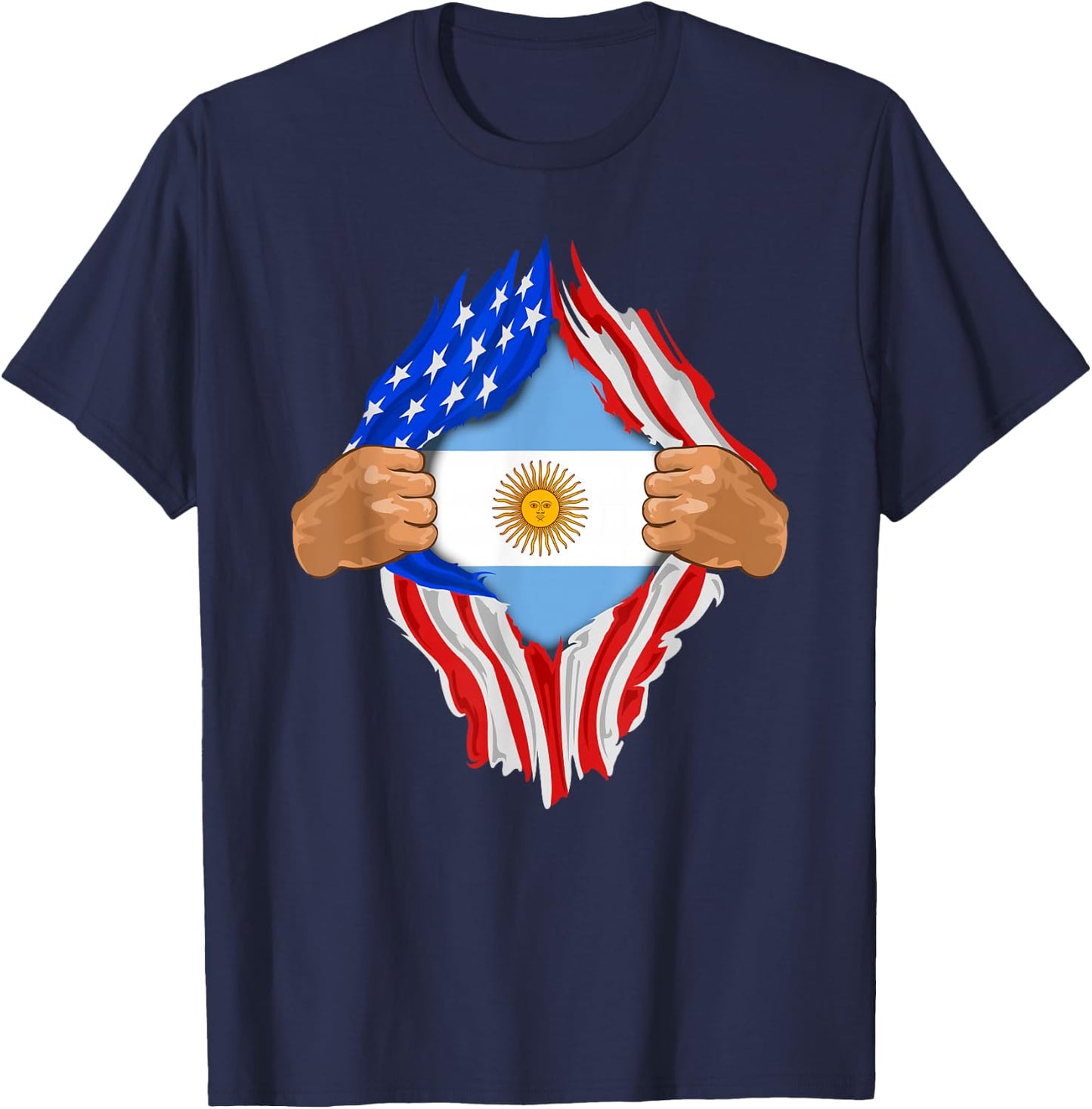 Argentinian Blood Inside Me | Argentina Flag Gift T-Shirt - T-Shirt | Navy