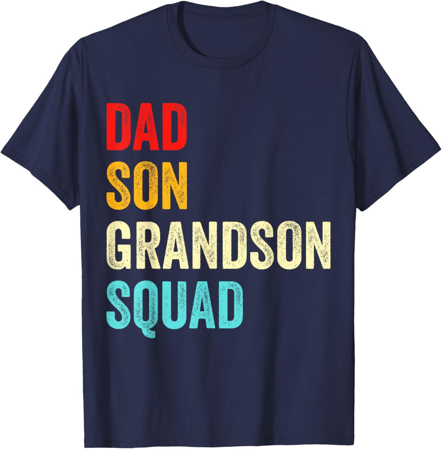 Dad Son Grandson Squad Matching Grandpa Father's Day Retro T-Shirt - T-Shirt | Navy