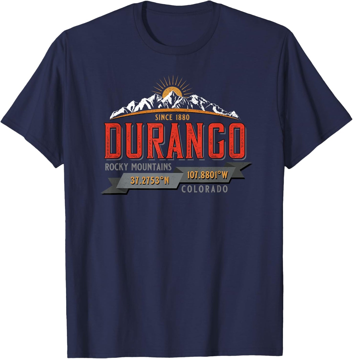 Durango Colorado Sunrise in Rocky Mountains Novelty Souvenir T-Shirt - T-Shirt | Navy