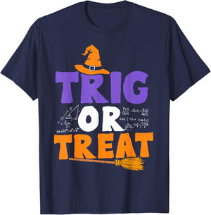 Halloween Math Teacher Trig Or Treat Student School College T-Shirt - T-Shirt | Navy