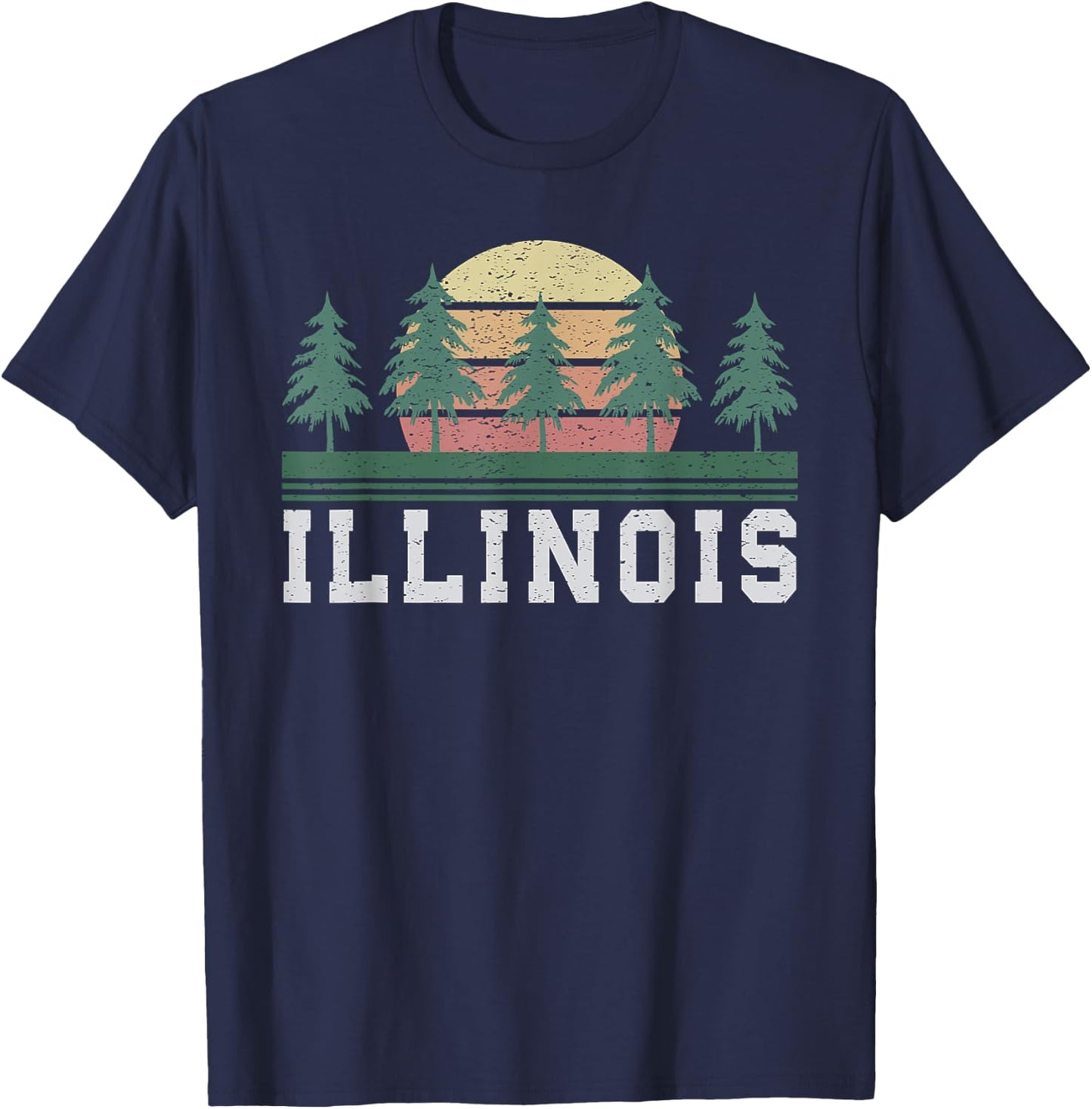 Illinois Retro Vintage Shirt Gift Men Women Kids T-Shirt - T-Shirt | Navy