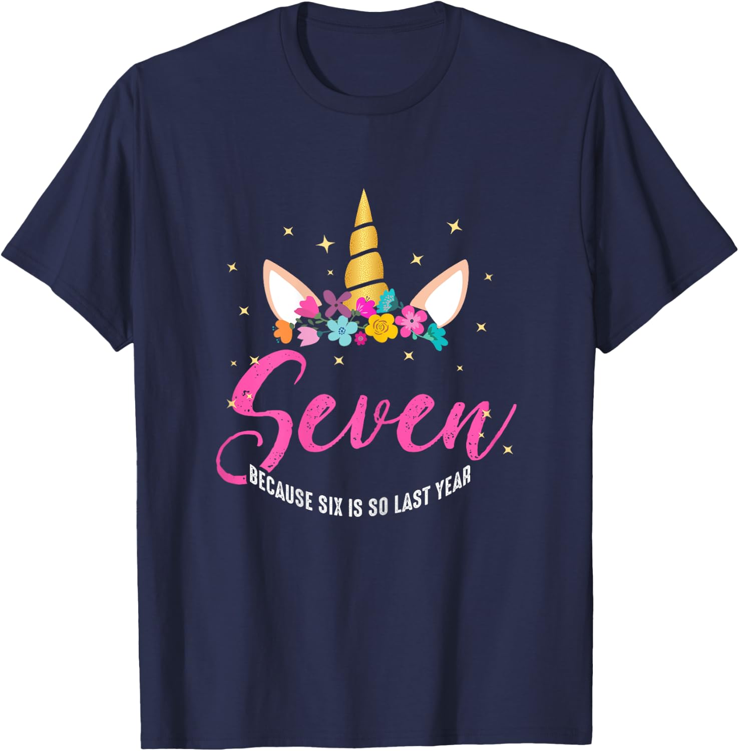 7 Years Old Birthday Girl Gifts Unicorn 7th Birthday T-Shirt - T-Shirt | Navy
