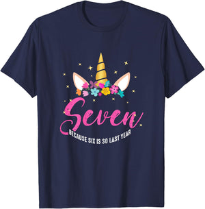 7 Years Old Birthday Girl Gifts Unicorn 7th Birthday T-Shirt - T-Shirt | Navy