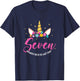 7 Years Old Birthday Girl Gifts Unicorn 7th Birthday T-Shirt - T-Shirt | Navy