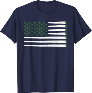 Weed Cannabis Patriot Joint American Flag Marijuana Gift Men T-Shirt - T-Shirt | Navy