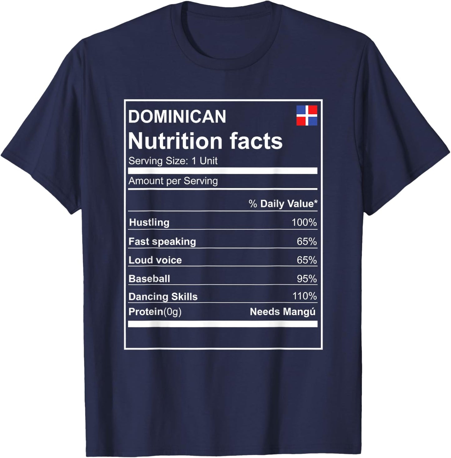 Dominican Nutrition Facts cool and modern T-Shirt - T-Shirt | Navy
