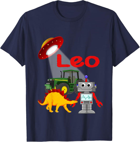 Kids Leo Personalized Custom Name Boys T-Shirt - T-Shirt | Navy