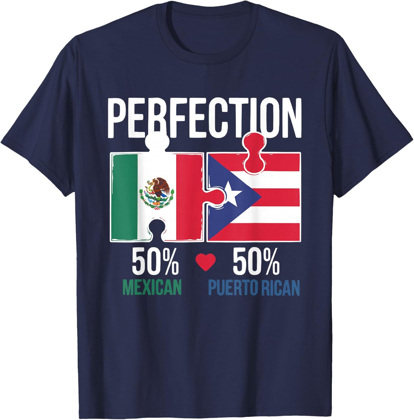 Half Mexican Half Puerto Rican Puerto Rico Flag Mexico T-Shirt - T-Shirt | Navy