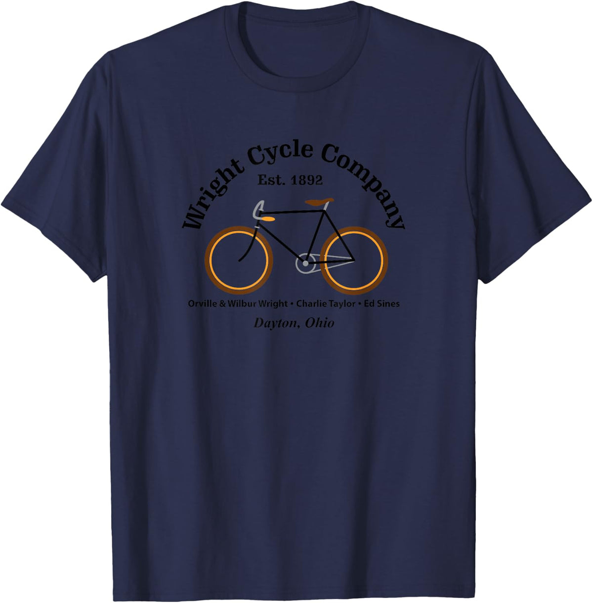 Bicycle Love Wright Brothers Themed , -Youth, Grey, Small, Short Sleeve, Classic Fit, Letter Print T-Shirt - T-Shirt | Navy