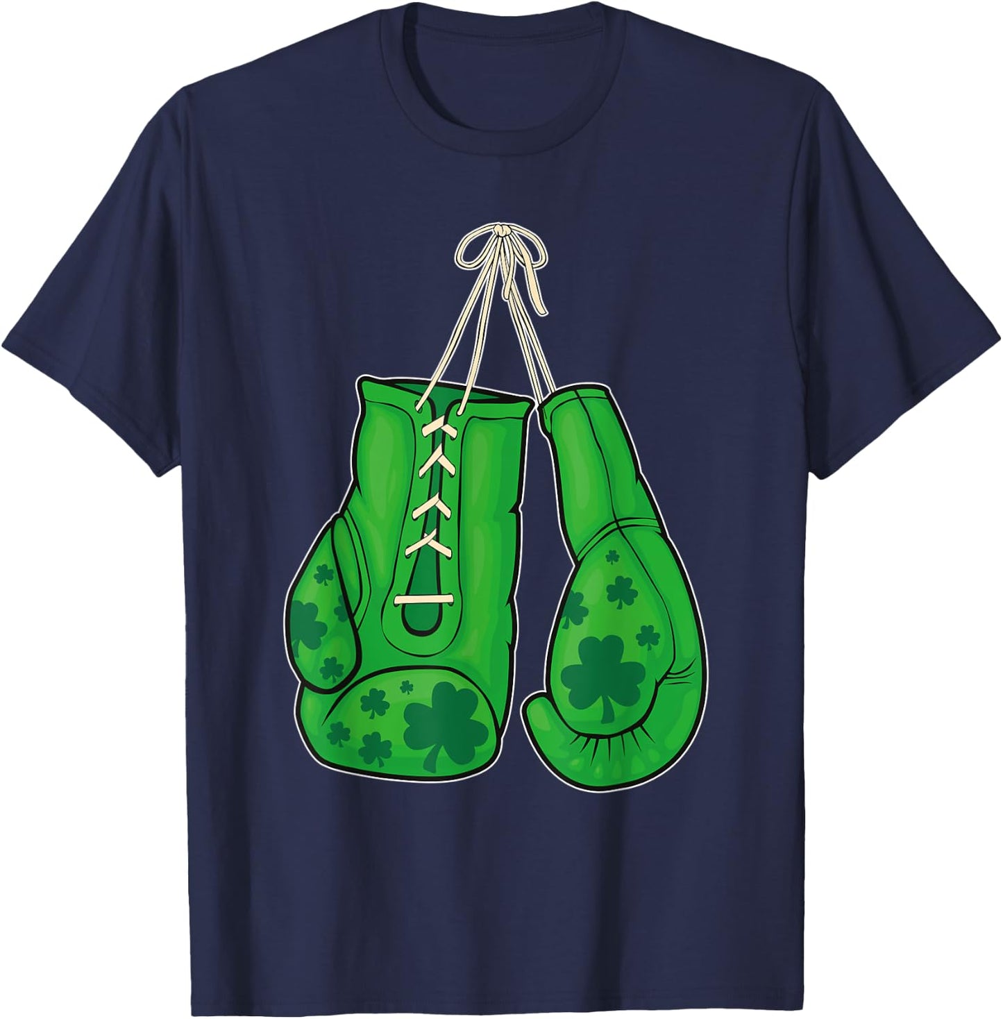 St Patricks Day Boxing Gloves Green Lucky Shamrock T-Shirt - T-Shirt | Navy