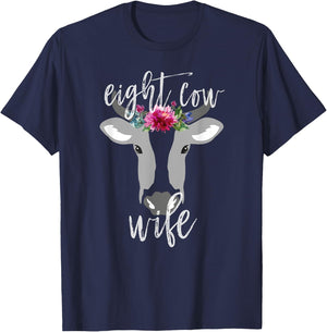 Funny LDS Mormon 8 Cow Woman Wife Flowers Johnny Lingo Shirt T-Shirt - T-Shirt | Navy