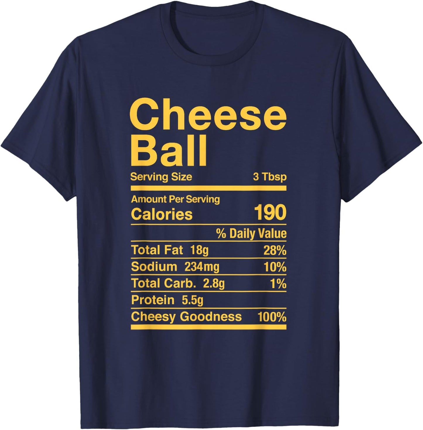 Cheese Ball Retro Nutrition Facts Matching T-Shirt - T-Shirt | Navy