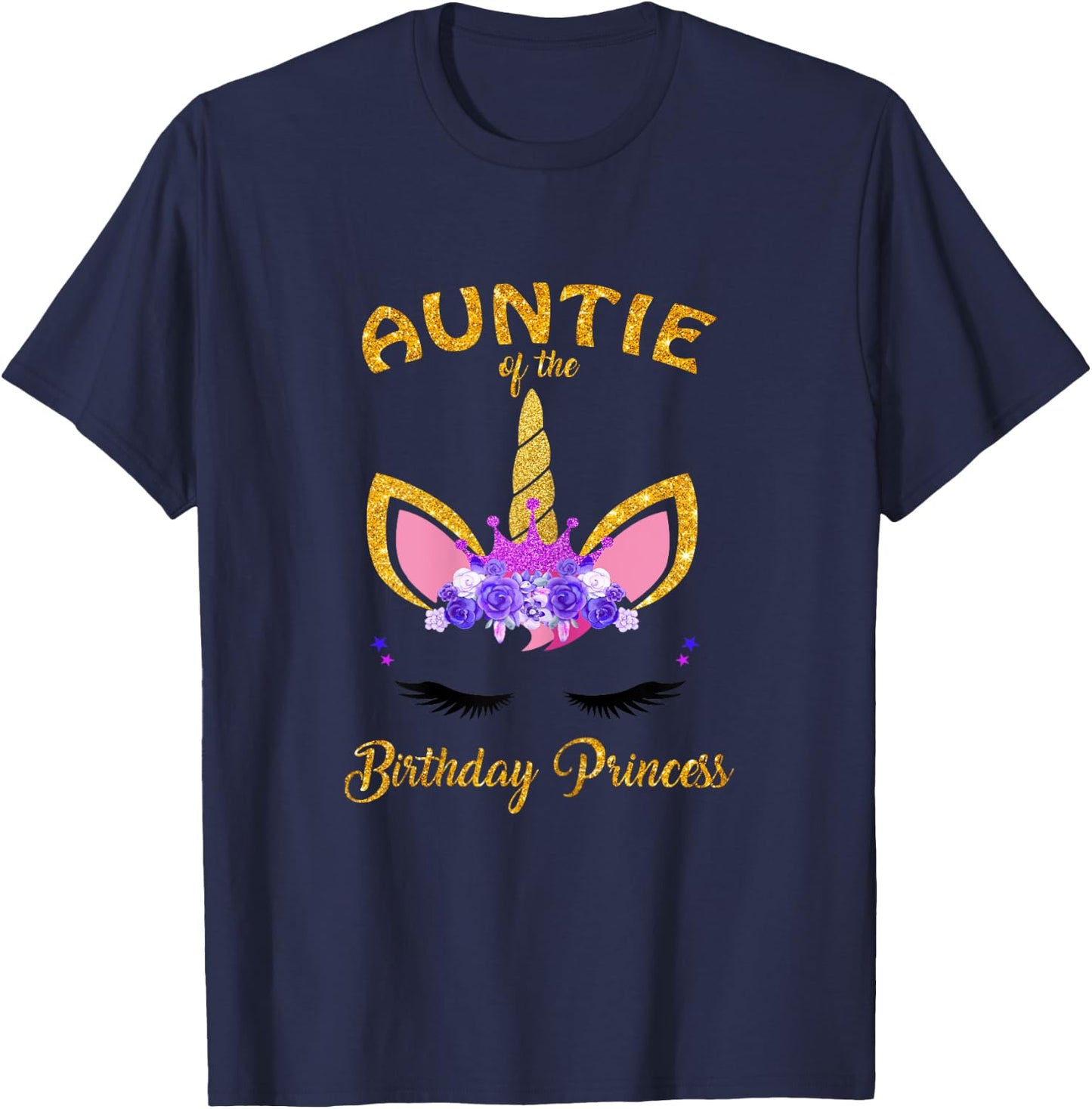 Aunt Of The Birthday Princess Unicorn Birthday Girl Auntie T-Shirt - T-Shirt | Navy