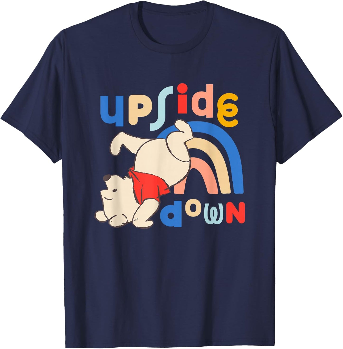 Disney Winnie the Pooh Upside Down Rainbow Bear T-Shirt - T-Shirt | Navy