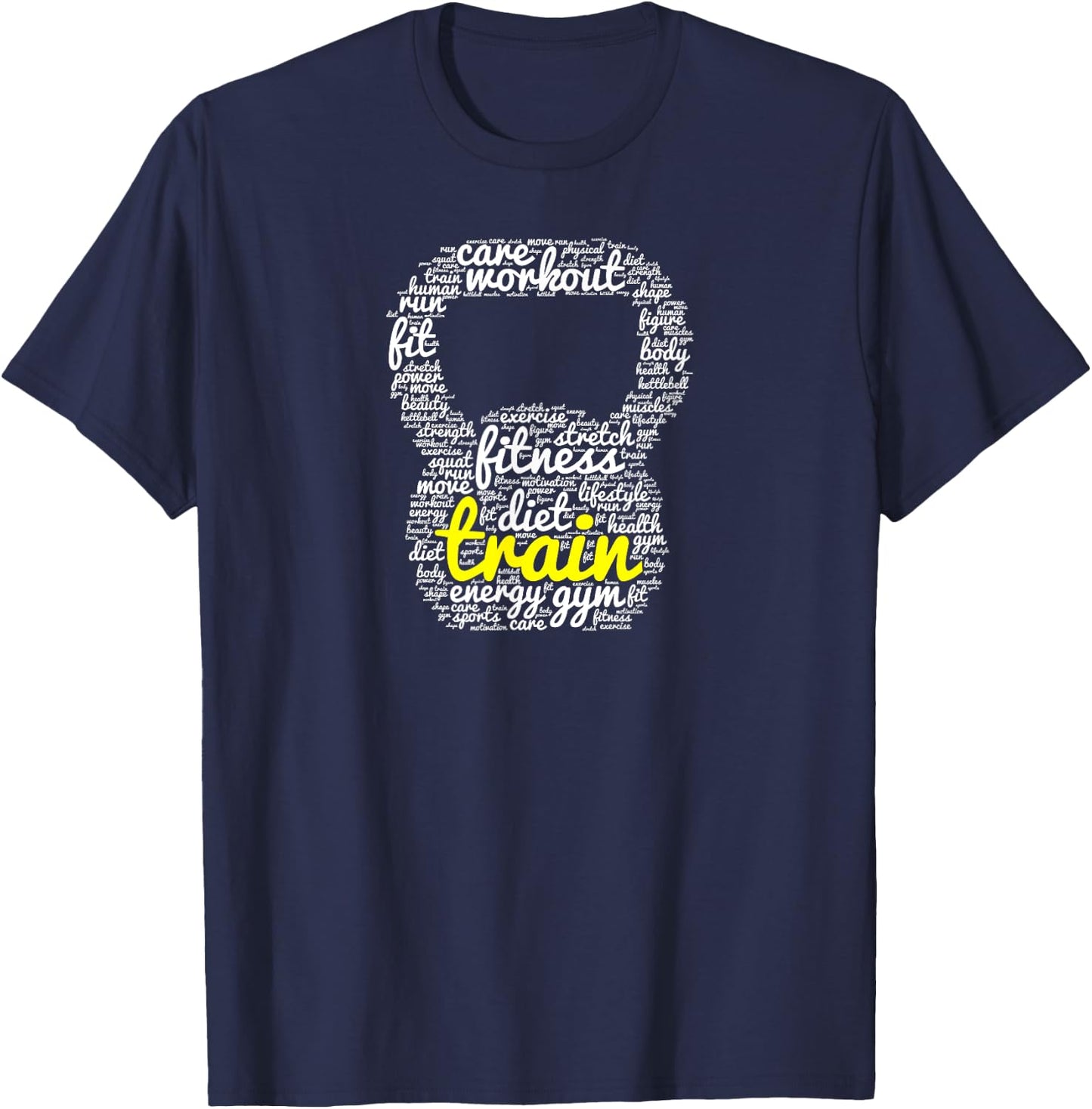 Train | Kettlebell Workout Word Cloud T-Shirt - T-Shirt | Navy