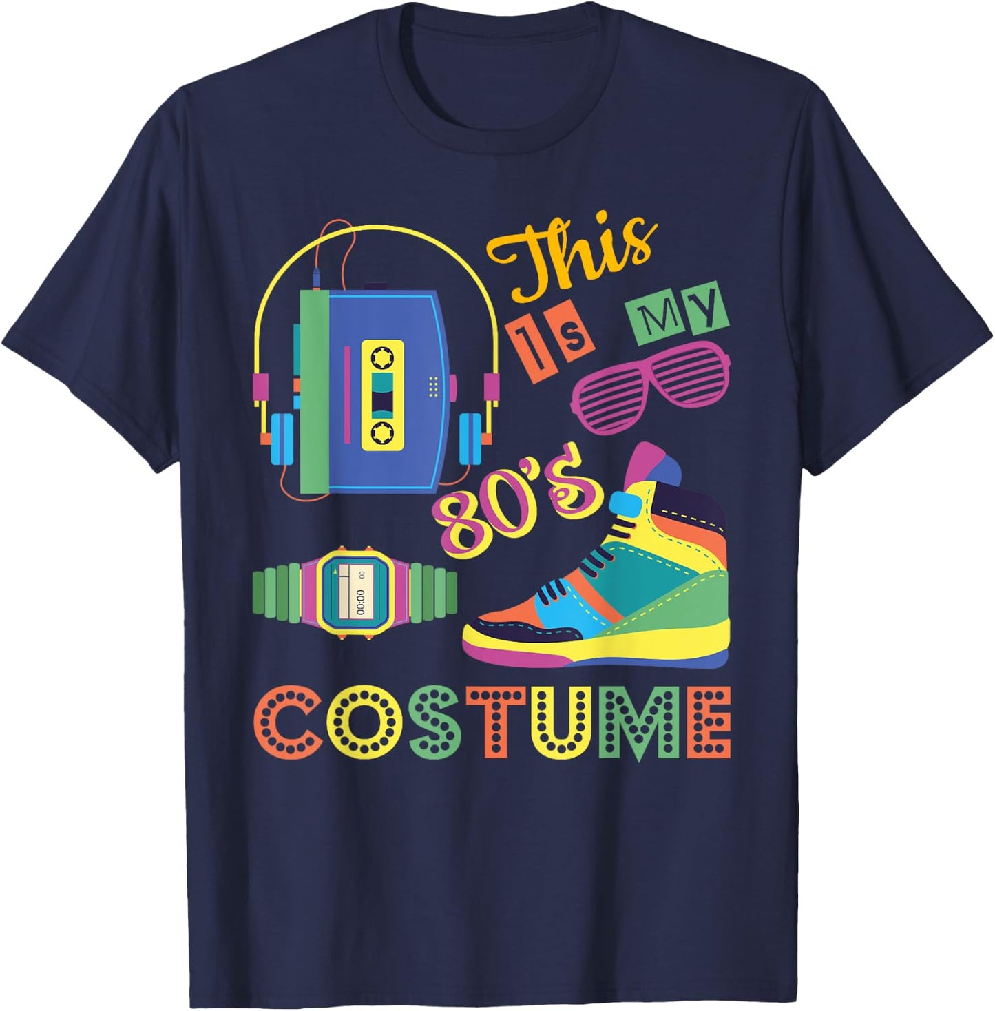 This Is My 80s Costume 1980s Awesome Vintage Retro T-Shirt - T-Shirt | Navy