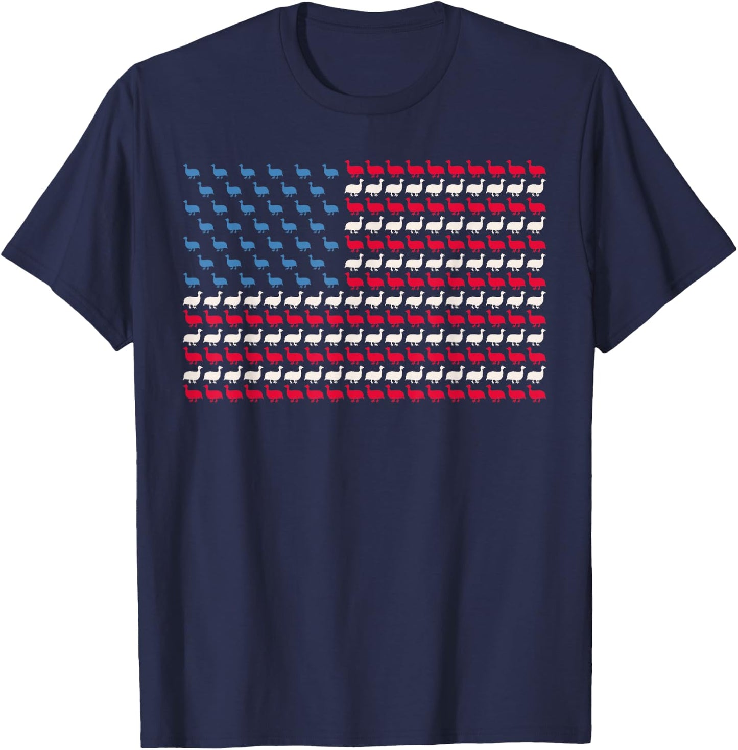 Guinea Fowl American Flag Pearl hen US 4th Of July USA Gift T-Shirt - T-Shirt | Navy