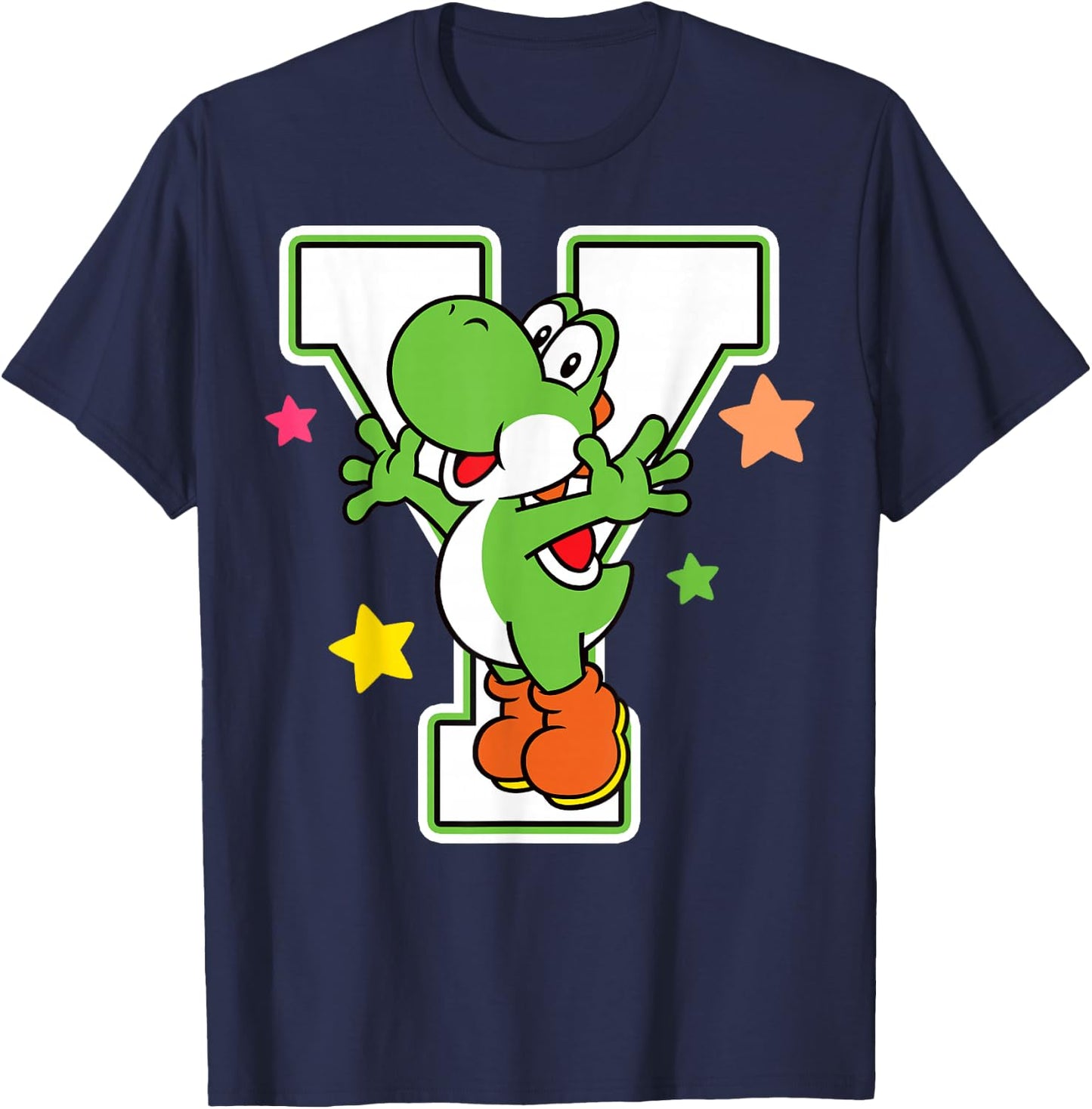 Super Mario Yoshi Stars Poster Graphic T-Shirt - T-Shirt | Navy