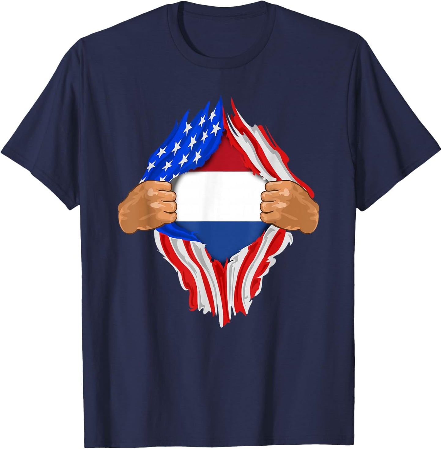 Dutch Blood Inside Me | The Netherlands Flag Gift T-Shirt - T-Shirt | Navy