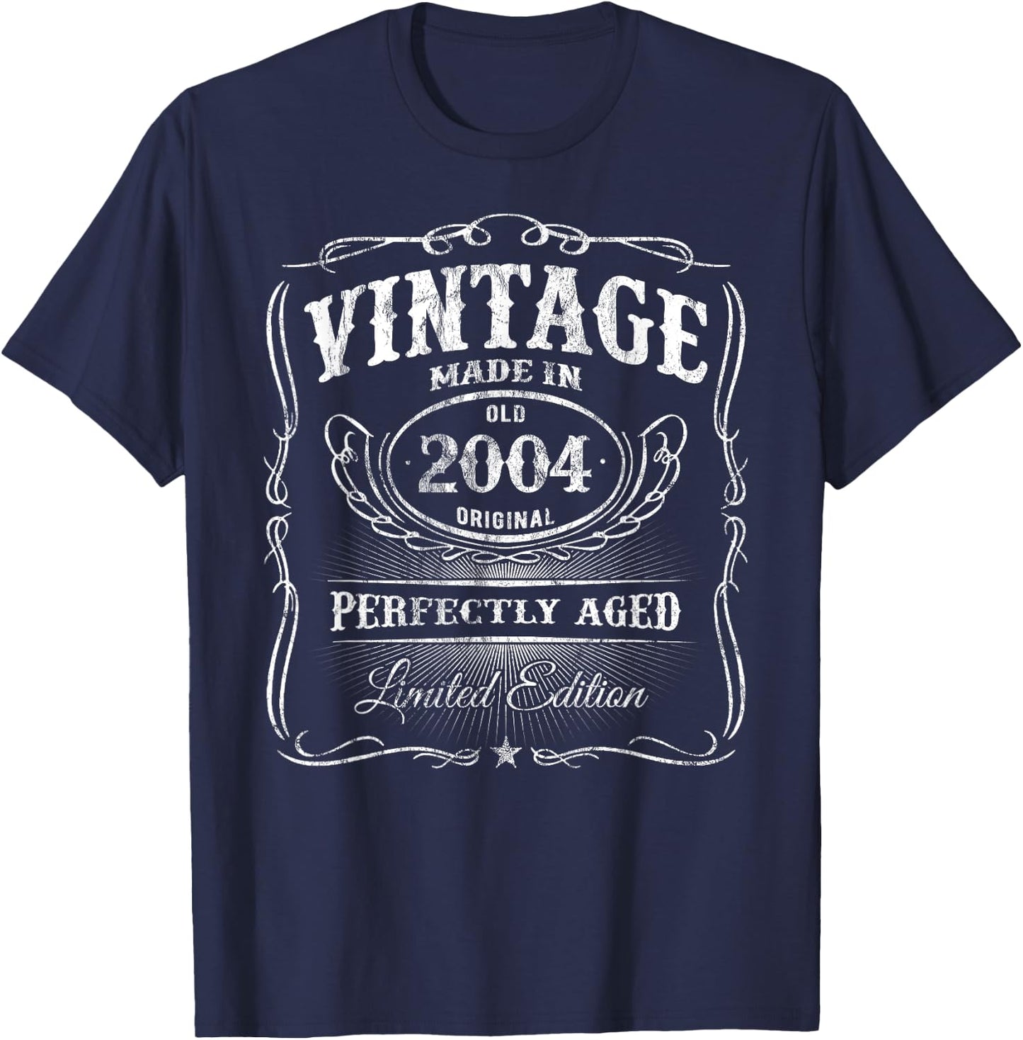 Vintage Classic Born In 2004 Classic 21st Birthday T-Shirt - T-Shirt | Navy