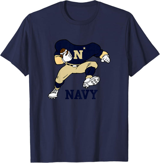 Kids Navy Midshipmen Kid's Football Player Gray T-Shirt - T-Shirt | Navy