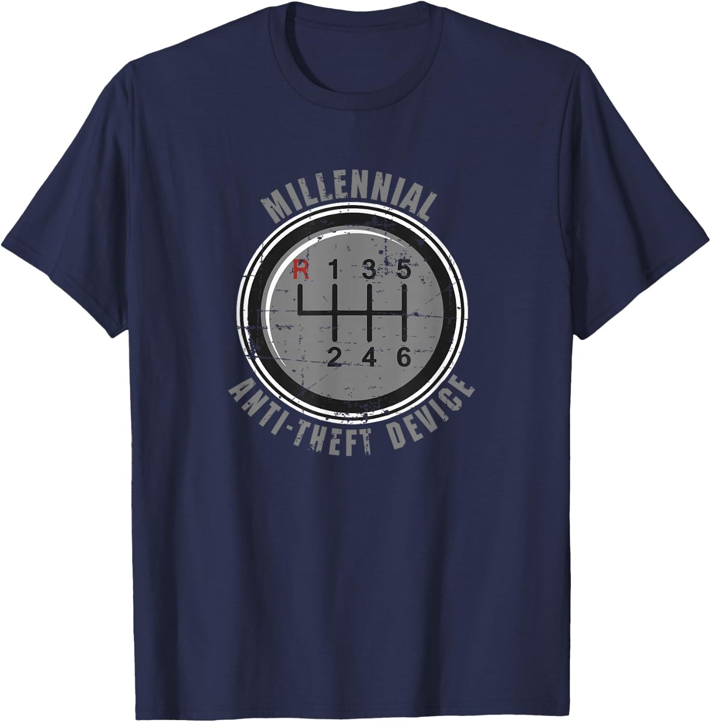 Manual Gear Box Millennial Anti-Theft Device T-Shirt - T-Shirt | Navy