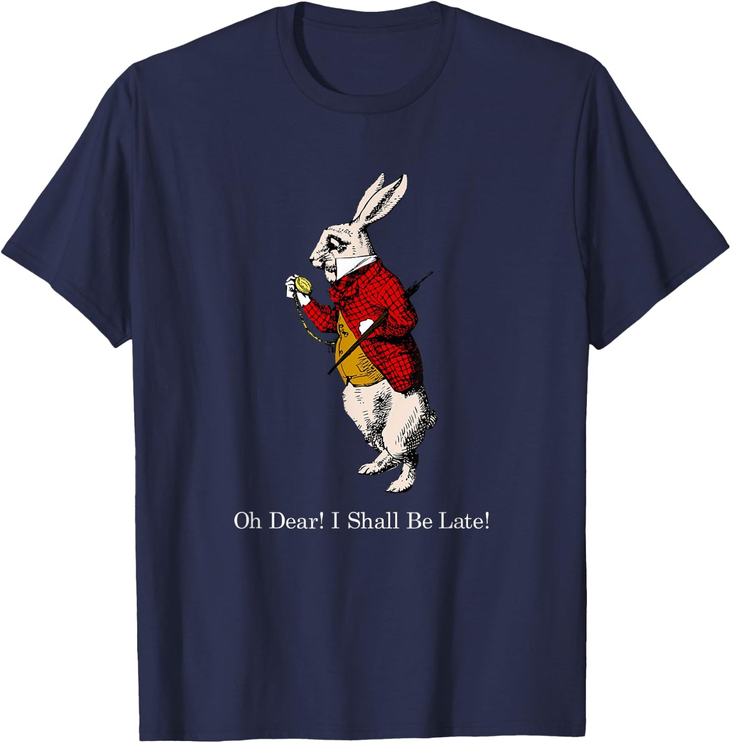 White Rabbit Oh Dear I Shall Be Late T Shirt T-Shirt - T-Shirt | Navy