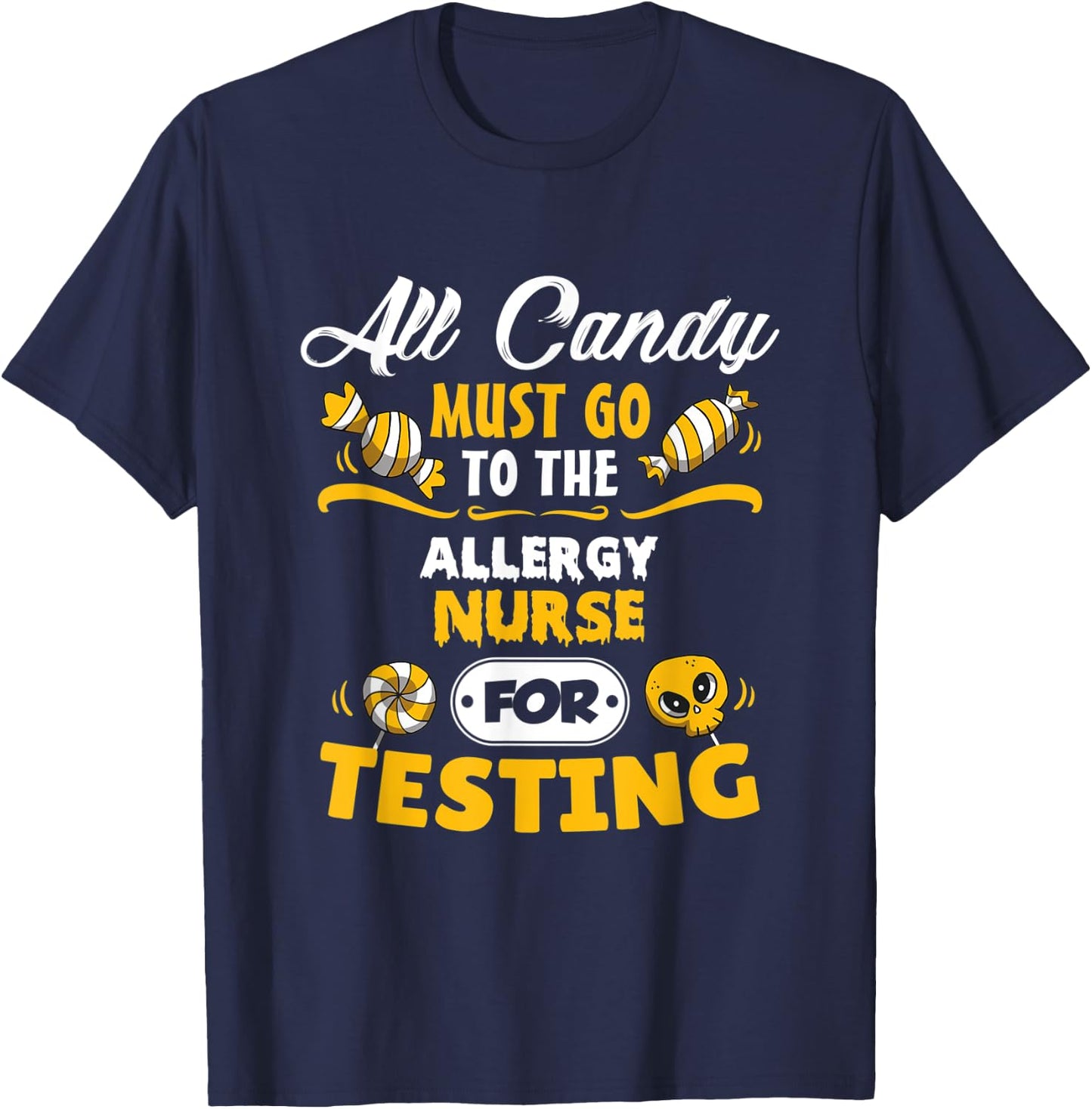 Funny Allergy Nurse Halloween T-Shirt - T-Shirt | Navy