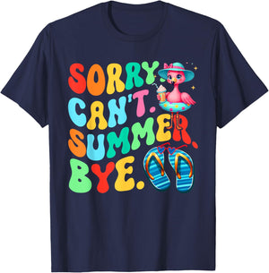 Sorry Can't Summer Bye Last Day Of School Teacher Flamingo T-Shirt - T-Shirt | Navy