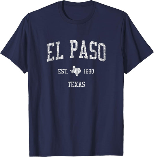 El Paso Texas TX Vintage Sports Design Retro T-Shirt - T-Shirt | Navy