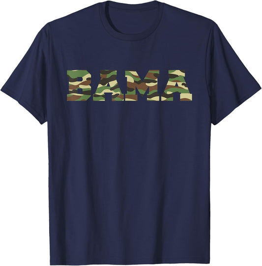 ALABAMA Pride Bold Green Camouflage College Sports Font T-Shirt - T-Shirt | Navy