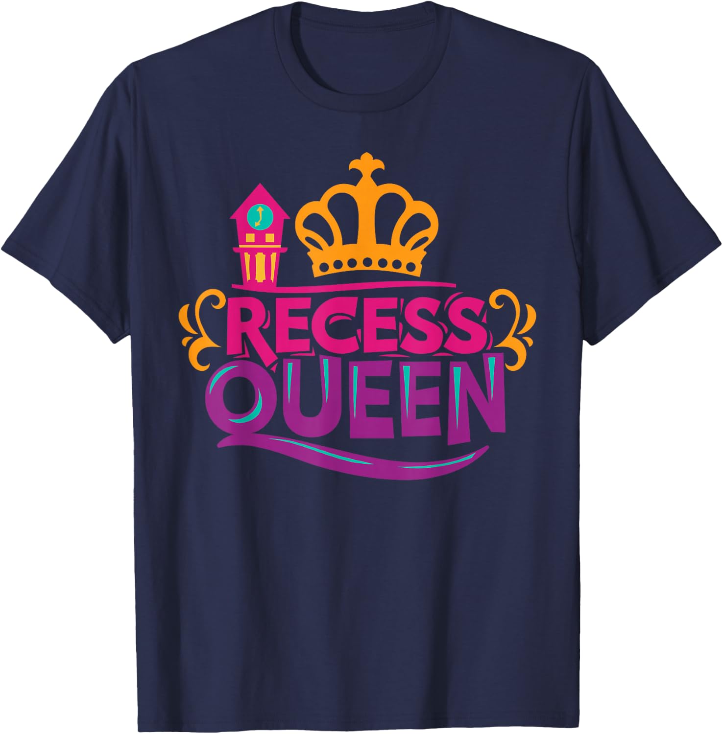 Recess Queen Back To School Student Girl Gift 1st 2nd Grade T-Shirt - T-Shirt | Navy
