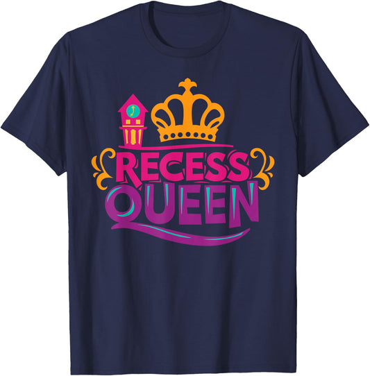 Recess Queen Back To School Student Girl Gift 1st 2nd Grade T-Shirt - T-Shirt | Navy