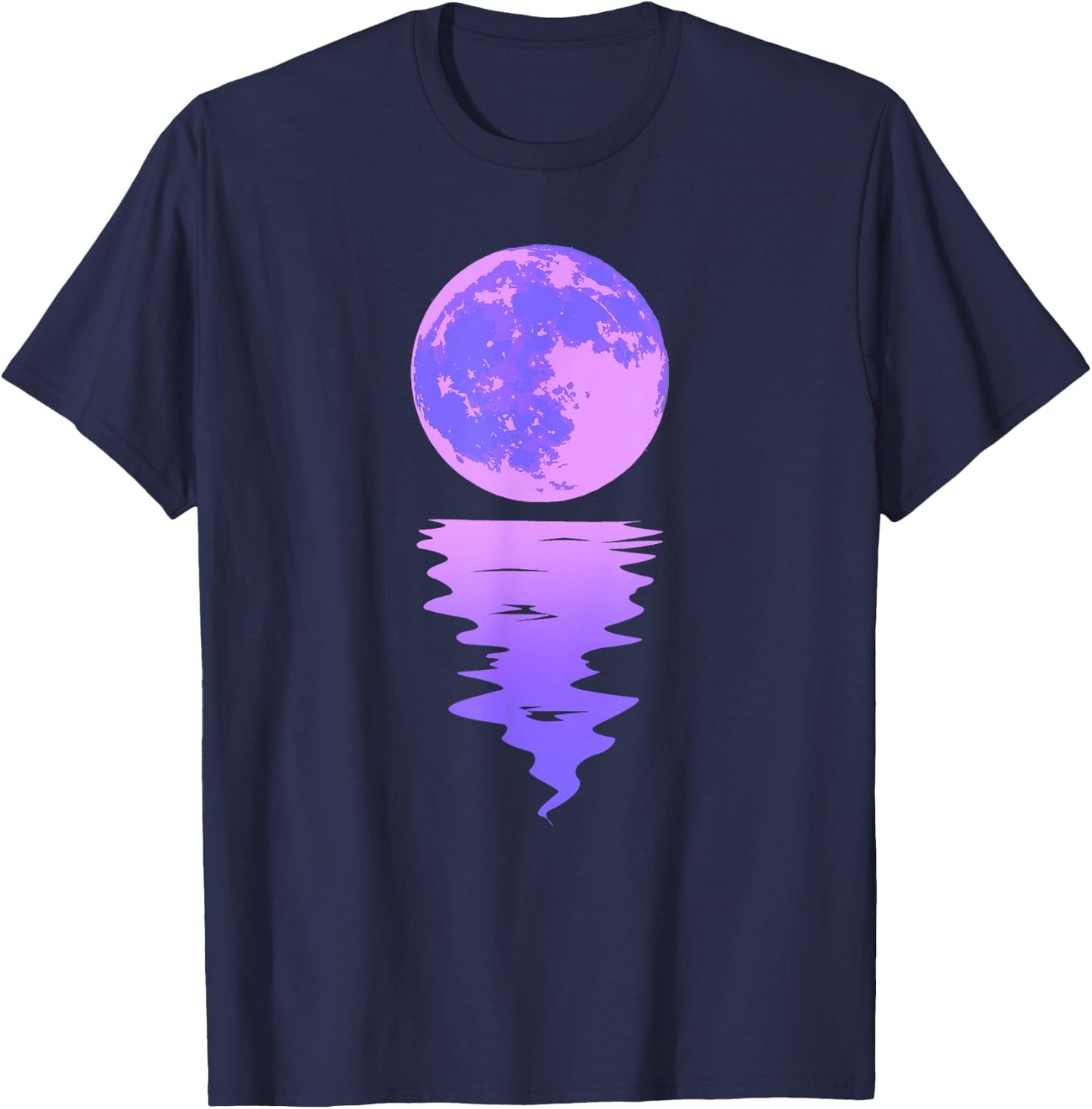 Vaporwave Aesthetic Purple Moon Pastel Moonlight Graphic T-Shirt - T-Shirt | Navy